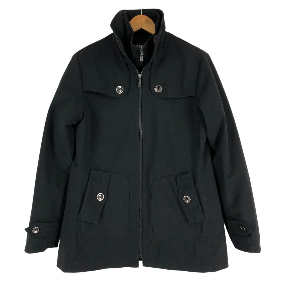 Kristen Blake Women's Size Medium Solid Black Full Double Zip Layered Jacket